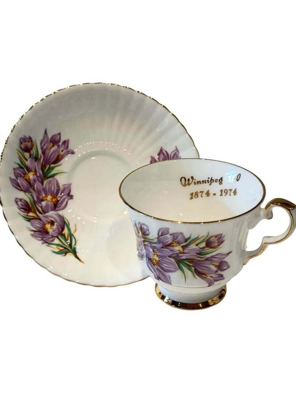 VIntage Royal Windsor Prairie Crocus Winnipeg 100 Yrs Cup and Saucer